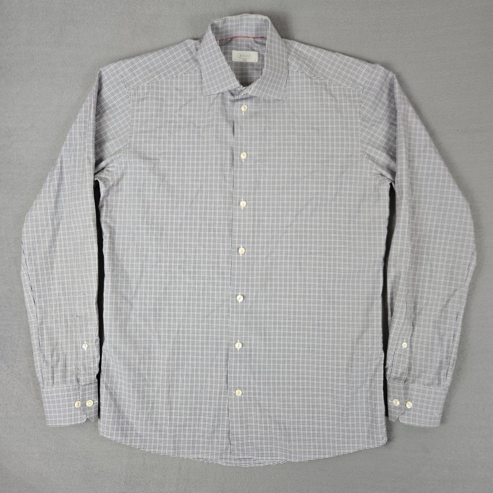 Eton Shirt Mens‎ 41/16 Slim Fit Plaid Long Sleeve Button Down Work Office